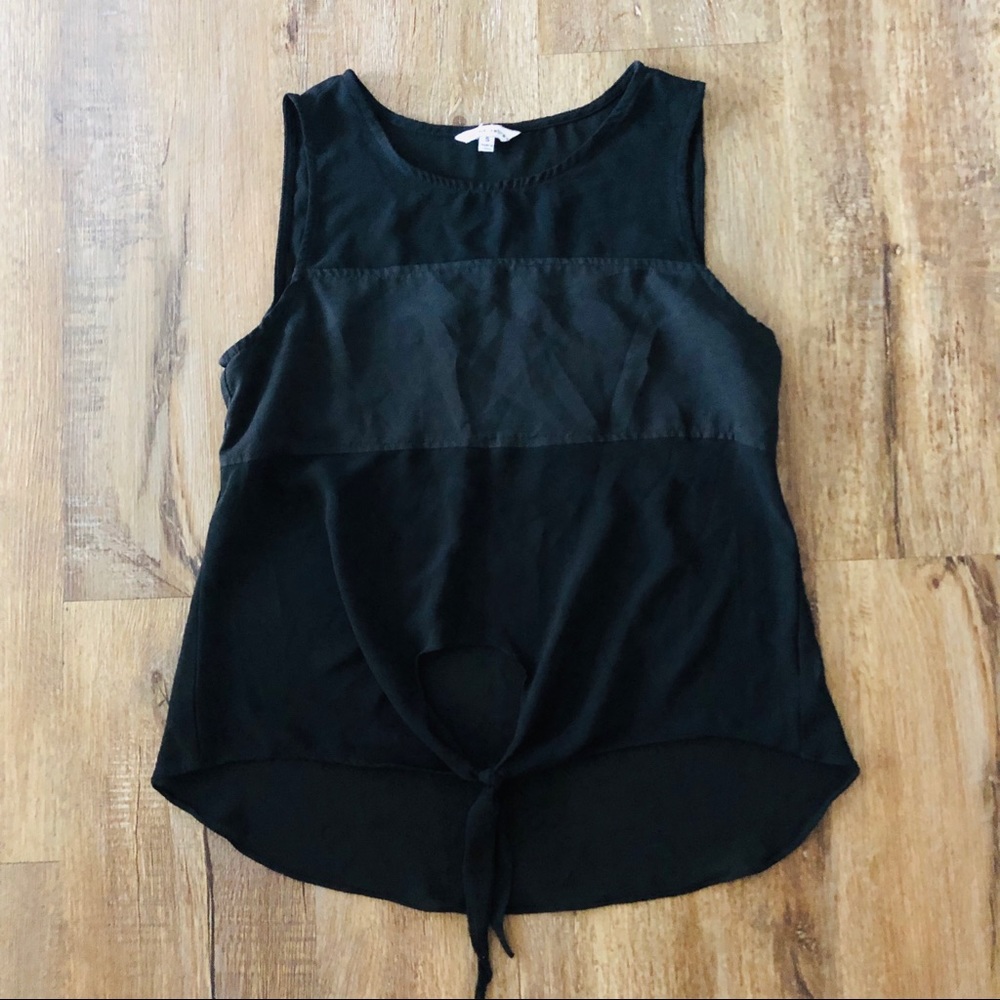 Black Front-tie Blouse
